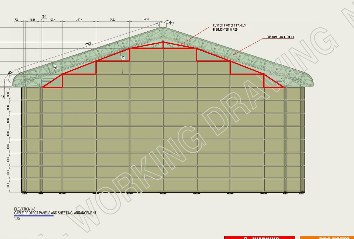 Gable elevation drawing of a scaffold temporary roof enclosure